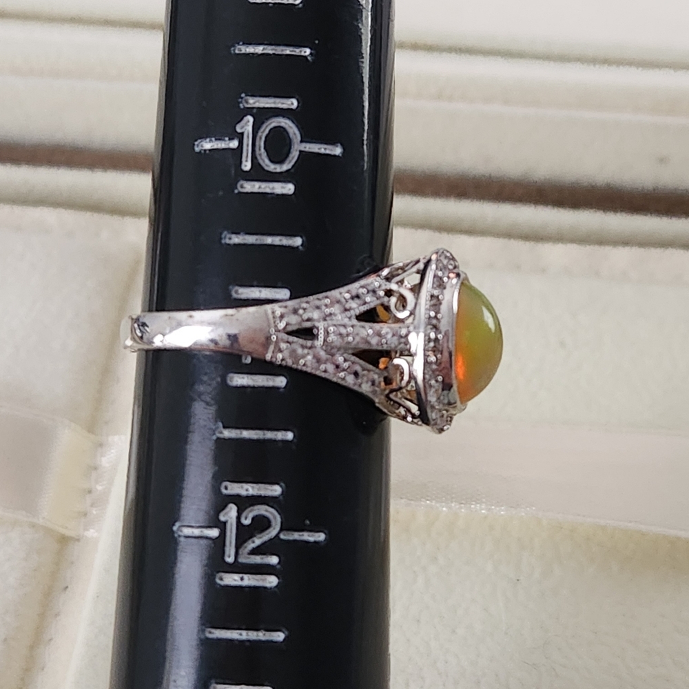 Ethiopian Opal and Zircon Ring - Picture 8 of 10